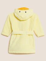 Bebek Sarı Saf Pamuklu Kapüşonlu Bornoz (0-3 Yaş)
