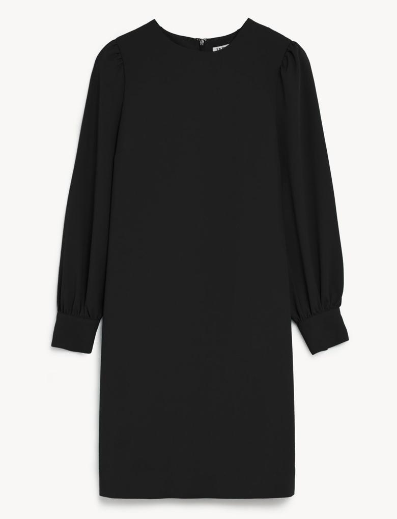 Kadın Siyah Uzun Kollu Mini Elbise