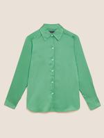 Kadın Yeşil Uzun Kollu Saten Gömlek