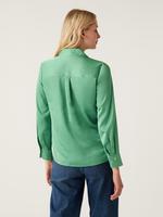 Kadın Yeşil Uzun Kollu Saten Gömlek