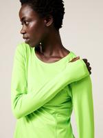 Kadın Yeşil Yuvarlak Yaka Uzun Kollu T-Shirt