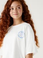Kız Çocuk Beyaz Saf Pamuklu Kısa Kollu T-Shirt (6-16 Yaş)