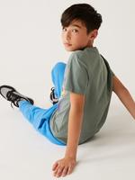 Erkek Çocuk Yeşil Saf Pamuklu Kısa Kollu T-Shirt (6-16 Yaş)