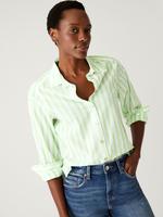 Kadın Yeşil Saf Pamuklu Uzun Kollu Gömlek