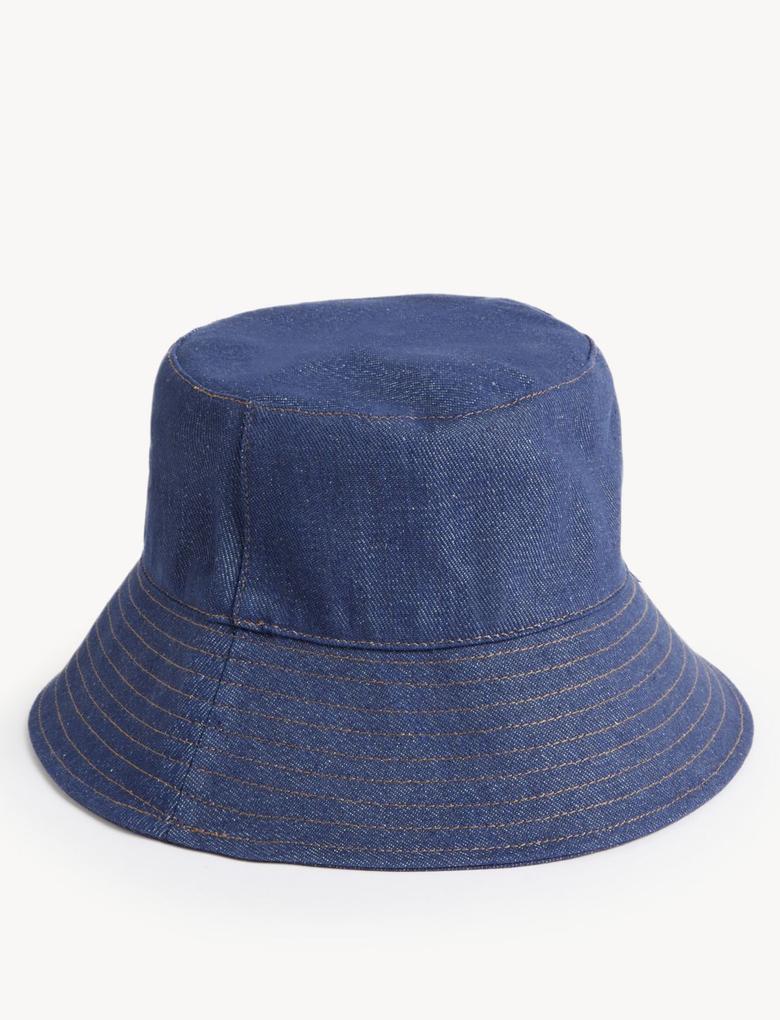 Kadın Mavi Denim Bucket Şapka
