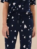 Kadın Lacivert Cool Comfort™ Kalp Desenli Pijama Takımı