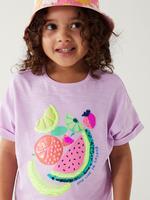 Kız Çocuk Mor Saf Pamuklu Kısa Kollu T-Shirt (2-8 Yaş)