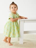 Bebek Yeşil Saf Pamuklu Limon Desenli Elbise (0-3 Yaş)