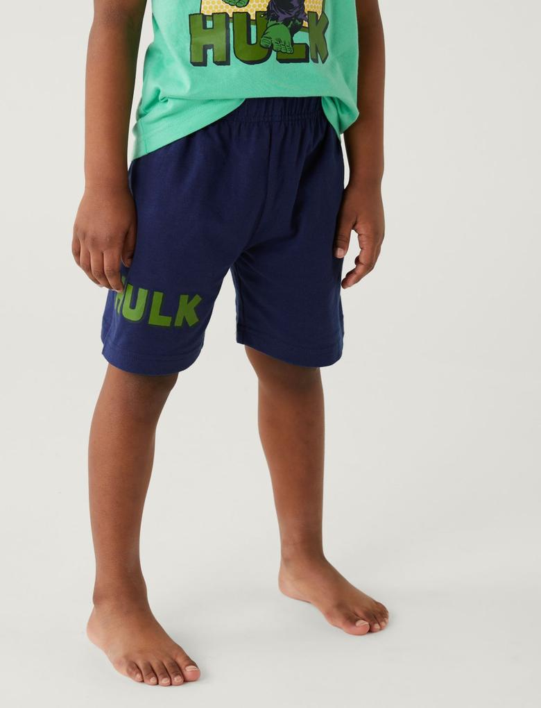 Çocuk Yeşil Saf Pamuklu The Hulk™ Pijama Takımı (3-12 Yaş)
