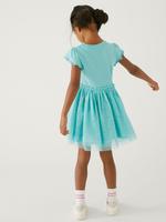 Kız Çocuk Mavi The Little Mermaid™ Kısa Kollu Elbise (2-7 Yaş)