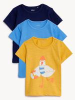 Bebek Multi Renk Saf Pamuklu 3'lü Kısa Kollu T-Shirt (0-3 Yaş)