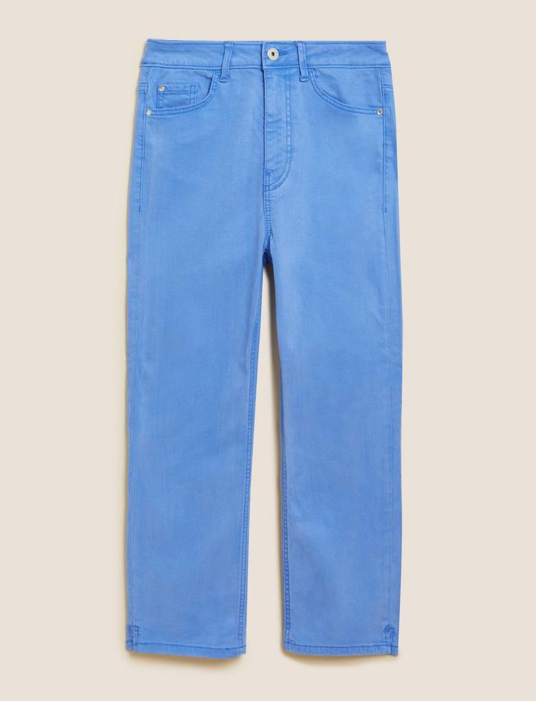 Kadın Mavi Skinny Fit Crop Jean Pantolon