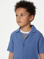 Erkek Çocuk Mavi Saf Pamuklu 2'li Gömlek Takımı (2-7 Yaş)